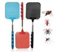 3 Piezas de Matamoscas, Matamoscas Extensible, Matamoscas de Plástico, Control Manual de Swat Ajustable para Controlar Moscas, Mosquitos, Avispas, Plagas
