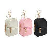 3 piezas de mochila pequeña para llavero, bolsa de cosméticos para mujer, de piel sintética, soporte para pintalabios, viajes, maquillaje, con cremallera, organizador