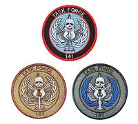 3 Piezas de Parche Táctico Compatible con Call of Duty Task Force 141 Espadas y Calaveras con Gancho y Bucle Parche Bordado Militar para Mochilas, Ropa, Chalecos, Chaquetas, Uniformes