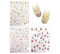 3 Piezas De Pegatinas De Arte De Uñas De Flores, Pegatinas De Uñas Simples Y Versátiles, Arte De Uñas De Bricolaje, Accesorios De Arte De Uñas.