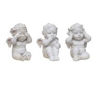 3 Piezas de pequeño ángel Adorno de querubín estatuas para decoración de Pasteles niña pequeña Escultura no oigo Mal decoración del hogar Figura de ángel Accesorios de Resina para el hogar Blanco