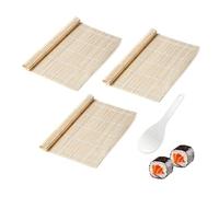 3 piezas de persianas enrollables para sushi con 1 pieza de cuchara de arroz, kit para hacer sushi, tapete para rollos de sushi, tapete de bambú para sushi, Utilizado en familias (24 * 24cm)