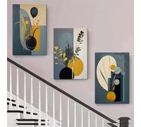 3 piezas de pinturas decorativas geométricas abstractas modernas en lienzo con estilo nórdico para sala de estar, obra de arte gi sin marco (50x70cm/20x28in) x3