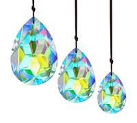 3 piezas de prismas de cristal captadores de sol de 2/2,5/3 pulgadas, captadores de sol para candelabros, adornos colgantes coloridos de Bauhinia, creadores de arcoíris, prismas colgantes para ventana