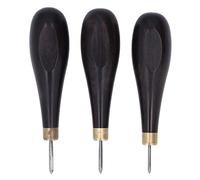 3 piezas de punzón para costura en cuero con mango de sándalo rojo, juego de punzones de acero para manualidades en cuero, penetración potente de 3 mm, 4 mm y 5 mm; herramientas de