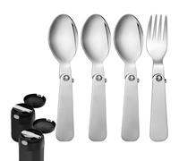 3 piezas de repuesto de cuchara y 1 tenedor compatible con Thermos Funtainer Tarro de alimentos de 10 onzas, cuchara plegable de metal de acero inoxidable con tenedor, cuchara plegable portátil,