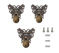 3 Piezas de Retro Mariposa Pestillo, Mini Candados de Estilo Vintage, para Joyero de Madera, Gabinete con Tornillos y Llaves