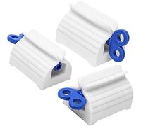 3 piezas de rodillo tubo exprimidor de pasta de dientes, soporte para asiento giratorio dispensador de pasta de dientes para baño (azul)