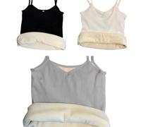 3 Piezas De Ropa Interior con Forro Polar para Mujer, Camiseta Sin Mangas, Camisola Térmica Sin Mangas, Camiseta Sin Mangas con Forro Polar, Ropa Térmica para Mujer para Invierno, Negro, Blanco, G