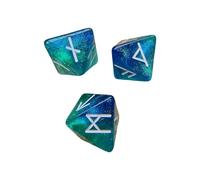 3 piezas de Runas místicas dados acrílicos 8 Caras Tono poliédrico Combinado con Símbolos y Accesorios de Juego de Mesa Portátiles de Doble Tono