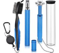 3 Piezas de sacapuntas de Palos de Golf retráctiles y afilador de Ranura de 6 Cabezales y Herramienta de reranurado y Limpiador para Todos los hierros de Golf, Lanzamiento, Arena, Lobo, cuñas de
