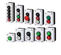 3 piezas de símbolo de flecha que indica inicio y parada, interruptor de botón impermeable de autorrecuperación, parada de emergencia, caja de control manual industrial(Beige)