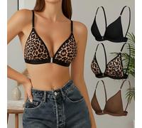 3 piezas de sostén sin aros para mujer, cómodo, estampado, ajustable, comodidad diaria, sin costuras, ropa interior en capas
