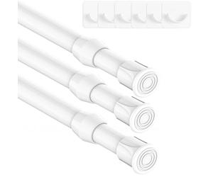 3 piezas de varilla telescópica para sujeción, poste para cortinas, varilla de tensión sin perforación, varilla de cortina extensible para armario de cocina - Blanco,92-125cm