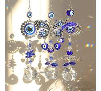 3 Piezas Devil'S Eye Sun Catcher,Hada Cristal Colgante decoración,Prisma Colgante,Sun Catcher para Ventanas Jardines