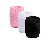 3 Piezas Diadema de Maquillaje,XCOZU Ajustable Diadema Para Maquillaje con Cinta Mágica,Cinta Pelo Maquillaje Para Maquillaje,Bañarse,Yoga Deportes(Blanca,Negra,Rosa)