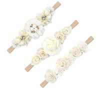 3 Piezas Diadema de Nailon para Niña Bebe Diademas Elástica con Flores para Bebé Niña Turbantes Bebe Torcida con Lazo Accesorios para el Cabello para Recién Nacidos