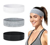3 Piezas Diadema Mujer, Tela Antideslizante Cinta Pelo Deporte, Bandana Hombre Elástica Absorbente de Sudor, Headband Accesorios Pelo para Correr, Yoga, Gimnasio (Negro, Blanco, Gris)