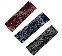 3 Piezas Diadema para Mujer Moda Boho Turbante de Algodón Elástico Diademas de Pelo Anchas Diseño de Flores Bandas Estampado Cintas Mujeres y Niñas para Deporte, Yoga, Correr