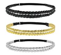 3 Piezas Diadema Trenzada, Diadema Elástica Ajustable, Accesorios Para El Cabello Elees Y Simples, Accesorios Para El Cabello Clásicos Y Versátiles.
