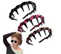 3 piezas Diadema Vintage de Perlas Artificiales con Cráneo Alto,diadema antideslizante con dientes,Diademas Peine,Accesorios for El Cabello,aro para el pelo para bodas,fiestas y uso diario (B, 1)