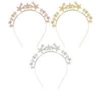3 Piezas Diademas De Estrella, Diademas De Estrella De Cinco Puntas Con Pedrería, Diademas De Fiesta De Moda, Accesorios Para El Cabello De Vacaciones Para Niños Y Adultos