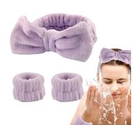 3 Piezas Diademas Faciales Spa y Muñequeras, Diadema Maquillaje Suaves Bandas de Pelo para Maquillaje Cinta Pelo Mujer Muñequeras Skincare Elásticas Diadema Limpieza Facial,diadema maquillaje