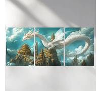 3 Piezas Diamond Painting Dragón Diamond Painting Kit Completo Cuadrado Ala para Manualidades Kit de Pintura de Diamante Punto de Cruz para Decoracion Pared 50x75cm a-5268