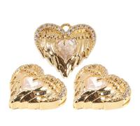 3 Piezas Dijes de Collar en Forma de Corazón de Cobre Dorado