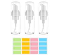 3 Piezas Dispensador Jabon Baño, 50 ml Botella de Espuma, Dispensador Jabon Baño Plástico Transparente, Botes para Gel y Champu Rellenables, para Viajes, Baño y Hoteles