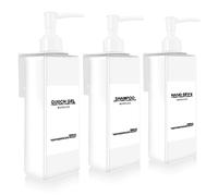 3 Piezas Dispensador Jabon Baño Pared, Dispensador de Jabón para Cocina Sin Taladrar 500ml Dispensador Gel y Champu Ducha con 3 Soportes y Etiquetas Impermeables para Cocina y Baño