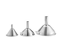 3 Piezas Embudos Mini de Acero Inoxidable Plata para Líquidos | Mango Lateral y Aro Práctico, Superficie Pulida, para Salsa y Recipientes