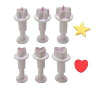 3 Piezas En Forma De Corazón Y 3 Piezas En Forma De Estrella De Cinco Puntas, Moldes De Plástico Para Hornear, Moldes Para Imprimir Fondant, Moldes Para Cortar Galletas