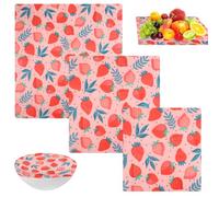 3 Piezas Envoltorios Cera de Abeja Ecológicas Almacenamiento para Alimentos Papel Encerado Film Cubiertas Reutilizable Natural Lavable para Sándwich, Queso, Frutas y Cubrir Boles (3 tamaños S/M/L)