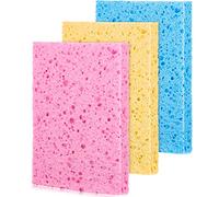 3 Piezas Esponja Exfoliante de Limpieza de Celulosa Esponja de Lavar Plato de Colores Paño de Plato Absorbente Paño de Limpieza de Cocina Reutilizable para Uso Diario de Casa Coche, 3 Colores