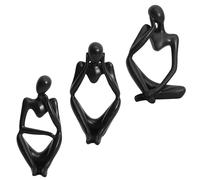 3 Piezas Estatua del Pensador,Estatua Abstracta De Resina Pensador,Estatua De Pensador Abstracto para Salón, Estantería, Oficina (Negro)