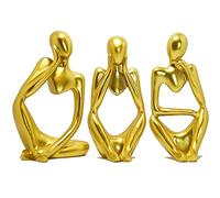 3 Piezas Estatua del Pensador, Estatua de Pensador Abstracto, Abstracto Escultura Decoración, Figura de Pensador Artístico, Estatuas para Decorar Apartamentos, Oficinas, Estanterías, Mesas (Dorado)