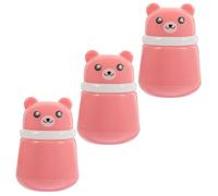 3 Piezas Estuche Rosa para Borlas de Talco Ñiño Oso, Plástico PP | Tapa Plástica y Esponja, Diseño Infantil para Cambiar Pañales, Uso en Guardería, Cuidado Rápido