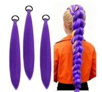 3 Piezas Extensiones Moradas NiñA, 26 Pulgadas Pelo Morado Pelo Lila Extension Pelo Morado Larga Trenza Lila para Trenzaspara Representaciones Teatrales, Uso Diario, Fiestas Y Juegos De Rol