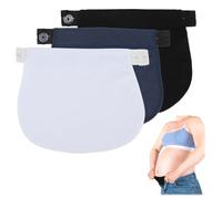 3 Piezas Extensores de Pantalones de Maternidad - Extensión de Cintura Ajustable para Embarazo - Ajustable, Comodidad y Flexibilidad Durante la Gestación (Azul, Blanco y Negro)