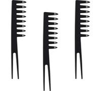 3 Piezas Fantail Peines Peines de Dientes Anchos con Fantail de Doble Punta Peines de Estilo de Sección Peines Desenredantes para Niño Adulto, Negro