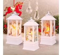 3 Piezas Farolillos Decorativos De Navidad, Linternas Decorativas, Faroles De Vela De Navidad, Farol LED Antiguo Para La Decoración Del Hogar Salón De Halloween En Interiores Y Exteriores (Blanco)