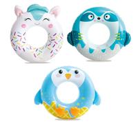 3 Piezas Flotador Piscina Infantil 76cm Forma Donut Inflable con Diseño de Animales Pingüino Koala Unicornio Set Flotador Verano Playa Piscina Niños 3-8 Años Juguete Agua Divertido y Seguro
