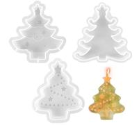 3 Piezas Forma de Árbol Moldes Velas Navidad de Silicona, Reutilizables para Disfrutar de Manualidades Prácticas, Aptos para Fabricar Velas, Moldes de Yeso y Jabón