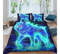 3 Piezas Funda Edredon 3D Impreso Dreamy Wolf con Cremallera Cama con 2 Fundas De Almohada Microfibra Ranspirable Adultos Y Adolescentes Double（200x200cm）