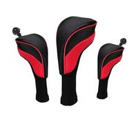 3 piezas Fundas para cabezas de palos de golf, protectores de cabezal de golf de nylon de cuello largo con etiqueta de número intercambiable 1 2 3 4 5 6 7 X para palo de madera