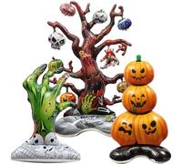 3 Piezas Globos De Halloween - Pie Con Calabaza, Aluminio Gigantes, Árbol Muerto, Miedo - Para Decoración De Fiesta