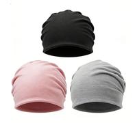 3 Piezas Gorros Oncológicos para Mujer Hombre Verano Elástico Suave Quimio Cáncer Algodón Sombrero para la Cabeza Multifuncional Transpirable Gorro Slouchy para Mujeres Hombres