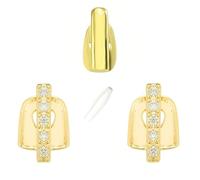 3 Piezas Grillz de Diamante, Kucheed Juego de Tapas Brillantes para Parrillas Dentales, Joyería Dental de Hip Hop Chapada en Oro de 18 Quilates, Decoración Dentales para Fiestas Disfraces Rapero