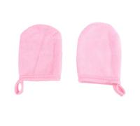 3 Piezas Guante Desmaquillante Engrosado de Poliéster Algodón | Reutilizable para Uso Diario, Acabado Rosa y Blanco, Delicado con Piel Sensible, Adecuado en Spa y Salón